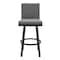 Armen Living Rochester 30" Swivel Modern Black Metal and Gray Faux Leather Barstool 721535752171 - alternate 3